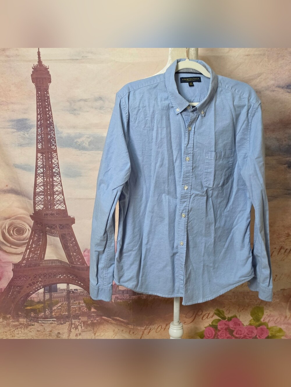 Aeropostale Light Blue Button-Down Casual Shirt Sz L